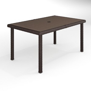Martha Stewart Bedford 62" Indoor-Outdoor Patio Table with Engineered Wood Top in Rattan Wicker - 1 of 4