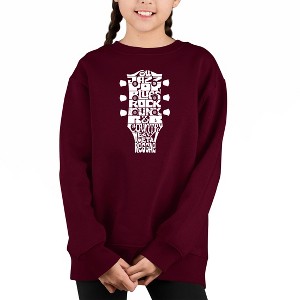LA Pop Art Guitar Head Music Genres - Girl's Word Art Crewneck Sweatshirt - 1 of 3
