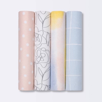 Flannel Baby Blanket - Cloud Island™ Brushstrokes Dots and Floral - 4pk
