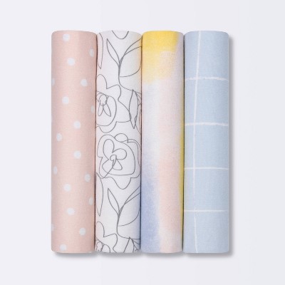 Image of Flannel Baby Blanket - Cloud Island™ Brushstrokes Dots and Floral - 4pk