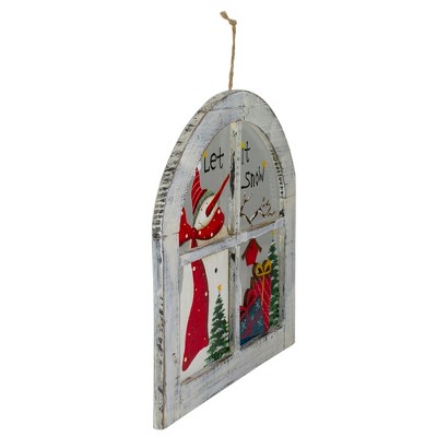 White Rustic Wood Snowman Christmas Window Wall Decor