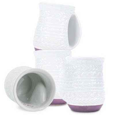 Elanze Designs Cup of Cozy Nordic Knit 14 ounce Ceramic Stoneware Handwarmer Coffee Mug Set of 4, Purple