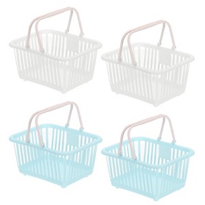 Unique Bargains Plastic Grocery Shopping Toy Organizing Mini Decorative Baskets 6.3" x 3.5" x 5.1" 4 Pcs - 1 of 4