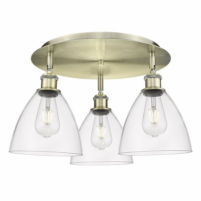 Bristol Glass - 3 Light Flush Mount In Industrial Style-10 Inches Tall and 19.25 Inches Wide