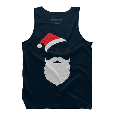 Men's Design By Humans Hipster Santa Face with Hat beard & Glasses Christmas By TronicTees Tank Top