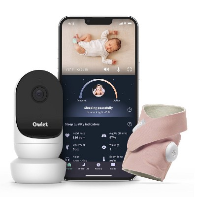 Image of Owlet Dream Duo 2 Smart Baby Monitor - 1080p HD Video Baby Monitor with Dream Sock - Dusty Rose