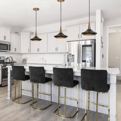 Matte Black and Brass Mini Pendant Light with Glass Shade