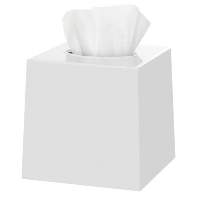 Dwellza Home Square Plastic Decorative Facial Tissue Box Cover Fits Any Vanity Countertop, Bedroom Dresser, Office, Or Bathroom Decor