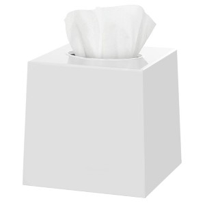 Dwellza Home Square Plastic Decorative Facial Tissue Box Cover Fits Any Vanity Countertop, Bedroom Dresser, Office, Or Bathroom Decor - 1 of 4