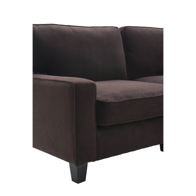 Dark Brown Microsuede Track Arm Sofa with Pillow Back