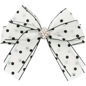 INSPIRE CHIC Women's Mesh Faux Pearls Pre Tied Bow Brooch - 1 of 4