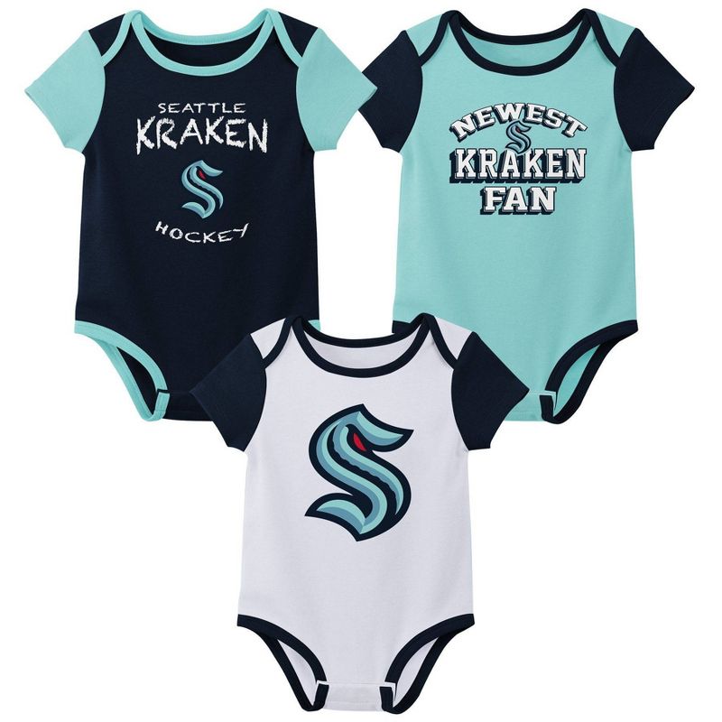 NHL Seattle Kraken Infant Boys&#39; 3pk Bodysuit, 1 of 5