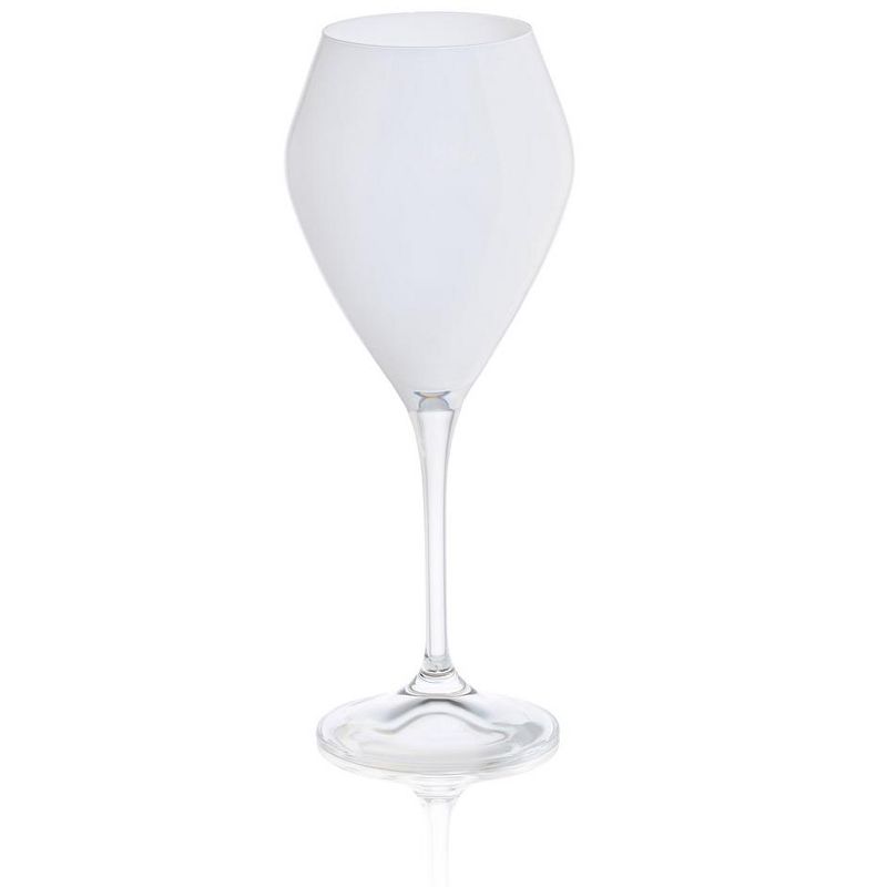 Classic Touch Set of 6 White V-Shaped Wine Glasses with Clear Stem, 2 of 5