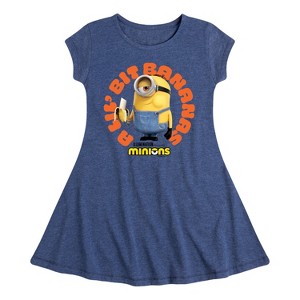 Girls' - Despicable Me Minions - A Lil Bit Bananas Fit & Flair Cap Sleeve Dress - 1 of 3