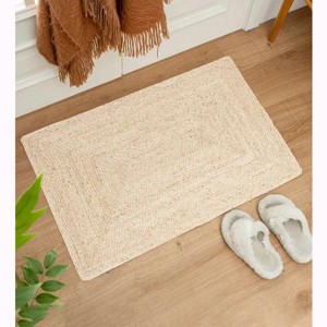Racxily Area Rug, Braided Jute Rug for Living Room, Bedroom, Playroom, Off-White - 1 of 4
