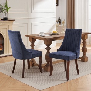 FONTOI Dining Chairs Set of 2 with Wide Seat, Comfy Upholstered Accent Chair with Curved Legs for Dining Room, Blue, 19.7"*37.5"*24.6" - 1 of 4