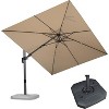 PURPLE LEAF Cantilever Umbrella Left-right Tilting Swivel Large Square Patio Umbrella Outdoor Offset Umbrella with 360°Rotation Adjustable With Base - 3 of 4