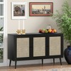 MAYEERTY Black 471528" Rattan-Fronted Sideboard Cabinet with 3 Doors - Dining Room, Entryway - 3 of 4