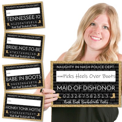 Big Dot of Happiness Nash Bash - Nashville Bachelorette Party Mug Shots - Photo Booth Props Mugshot Signs - 20 Count