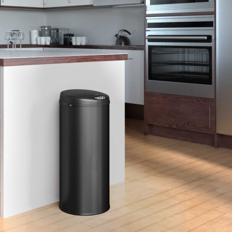iTouchless Sensor Kitchen Trash Can with AbsorbX Odor Filter Round 13 Gallon Black Stainless Steel, 5 of 7