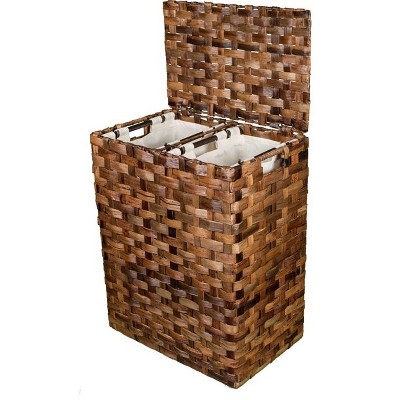 BirdRock Home Abaca Divided Flat Weave Laundry Hamper