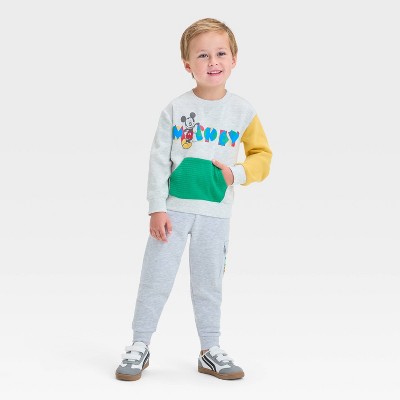 Toddler Boys' 2pc Disney Mickey Mouse Pullover Top and Bottom Set - Gray