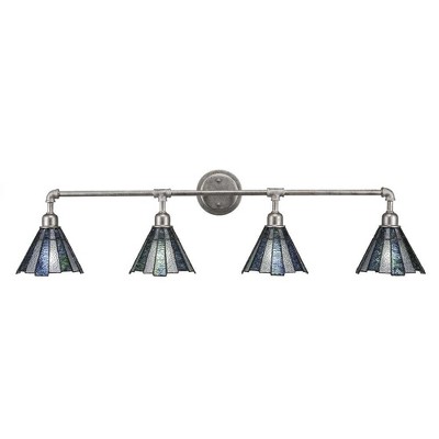 Toltec Lighting Vintage 4 - Light Vanity In Aged Silver With 7