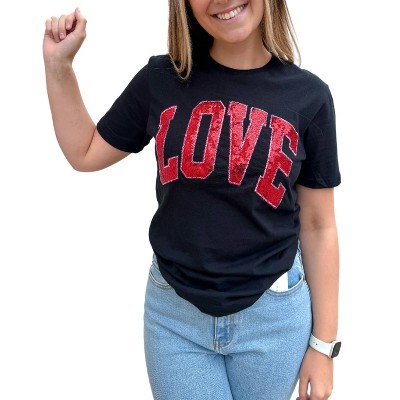 Women's Arched Love Short Sleeve Embroidered Patch Tee - Southern Belle