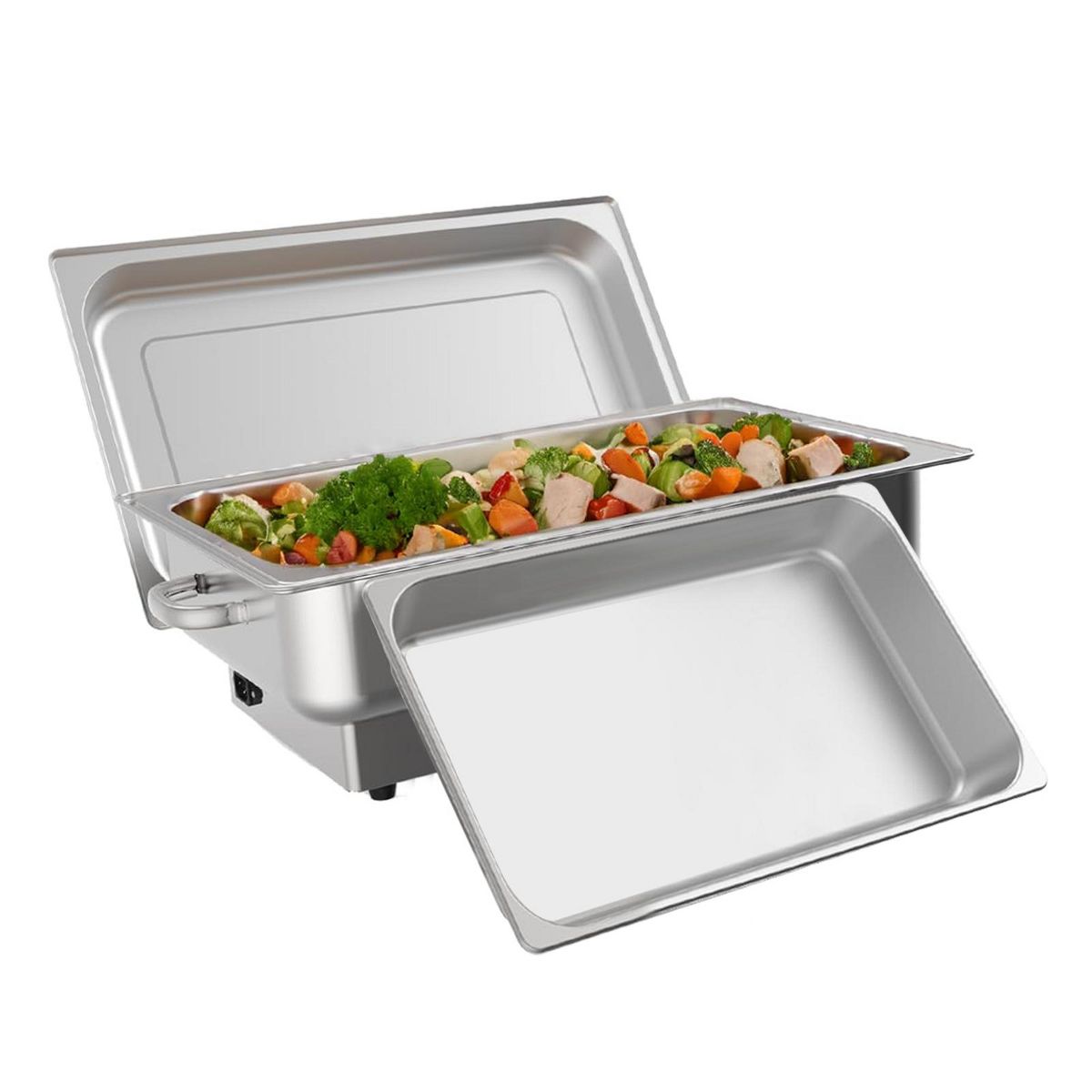 9QT Stainless Steel Electric Chafing Dish, Digital Temp Control Food Warmer with Full & Half Size Pans for Buffet Catering