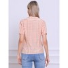 INSPIRE CHIC Women's Plaid Puff Short Sleeve Button Down Peter Pan Collar Shirt - 4 of 4