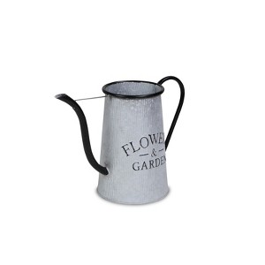 HomeRoots 10" Black And Gray Galvanized Metal Flowers And Garden Decorative Watering Can - 1 of 4