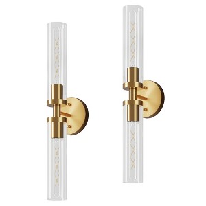 DAKAFUL Industrial Double Wall Sconce,E26 Vertical/Horizontal Wall Light with Glass Shades for Bathroom Mirror/Hallway/Bedroom - 1 of 4