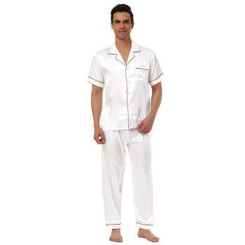 Summer Pajamas 3XL Men Silk Satin Pullover Shorts 2 Piece Set