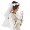 Sparkle and Bash Girl's Flower Headband Veil and Gloves Accessories Set for First Communion, White - 2 of 4