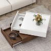 Multi-functional Square 360°Rotating Coffee Table with Swivel Tabletop and 2 Drawers - The Pop Home - 2 of 4