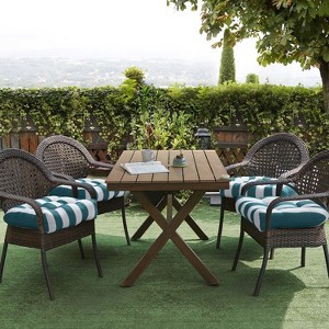 Havana Stripe Patio Cushions Outdoor Chair Pads Thick Fiber Fill Tufted 19" x 19" by Sweet Home Collection® - 1 of 4