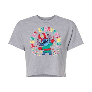 Women's - Lilo and Stitch - Merry Everything Cropped Graphic T-Shirt - 1 of 4