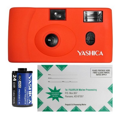 YASHICA MF-1 Snapshot Art 35mm Film Camera Set with Film Roll (Orange) Bundle
