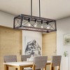 DOMETOUR 32' Red Wood Farmhouse Rectangle Pendant Light, 5-Light Chandelier for Dining Room, Kitchen Island, Cafe Decor (No Bulbs) - 4 of 4
