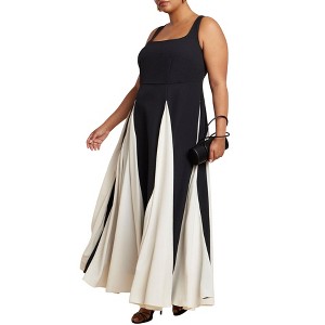ELOQUII Black And White Godet Gown - 1 of 3