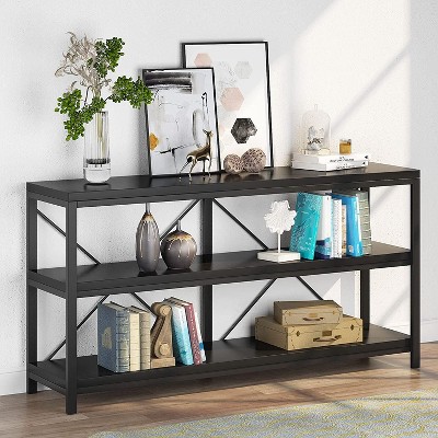 Hommoo 55" Console Table, Sofa Table with 3-Tier Storage Shelve