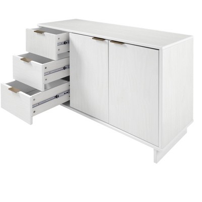 Granville 55" White Modern Buffet Sideboard with Ribbed Drawers