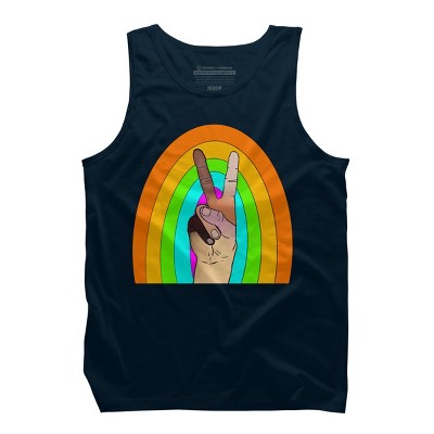 Design By Humans Peace Hand Symbol Stripes By PaperRescueDesigns Tank Top
