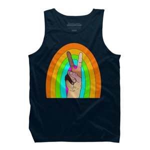 Design By Humans Peace Hand Symbol Stripes By PaperRescueDesigns Tank Top - 1 of 3