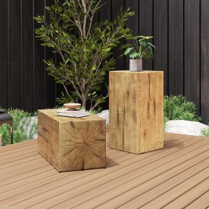 Christopher Knight Home Allain Modern Patio Square-Column Lightweight Concrete End Table - 1 of 4