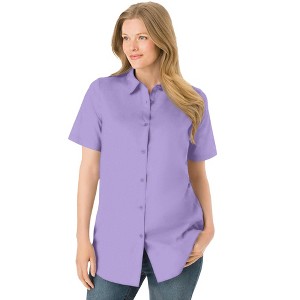 Woman Within Women's Plus Size Perfect Short Sleeve Shirt - 1 of 4