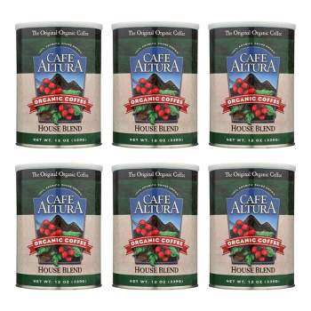 Cafe Altura Organic Ground Coffee House Blend - Case of 6/12 oz Canisters