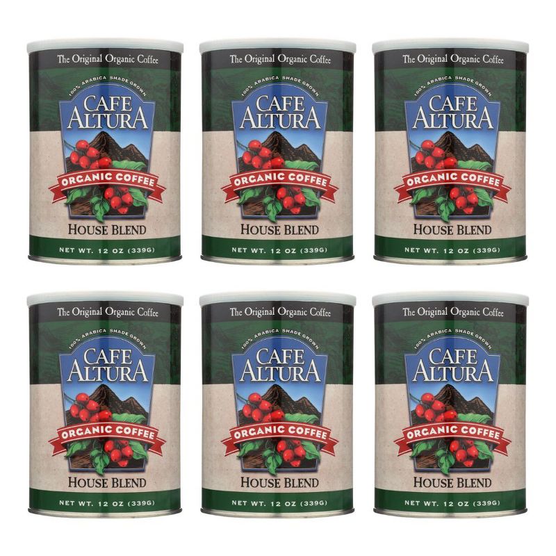 Cafe Altura Organic Ground Coffee House Blend - Case of 6/12 oz Canisters, 1 of 6