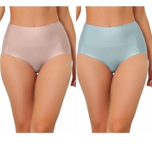 Allegra K Women's Tummy Control Unlined High-Waisted Breathable Hipster Underwear 2 Packs - 1 of 4