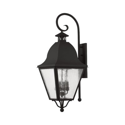 Elegant Black Seeded Glass 4-Light Outdoor Wall Lantern